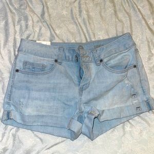 Low rise denim stretch shorts